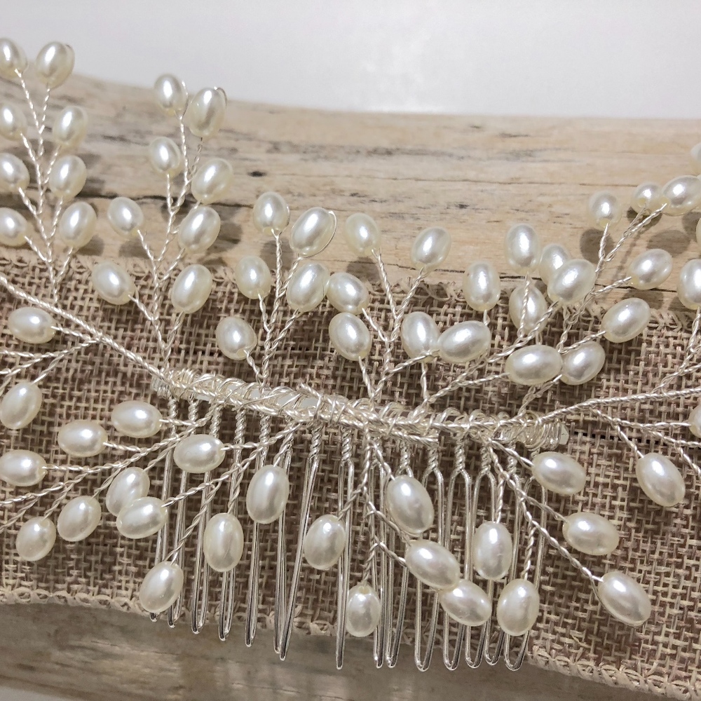 Wedding Hair Comb, Pearl Hair  Comb - Picture 4 of 5